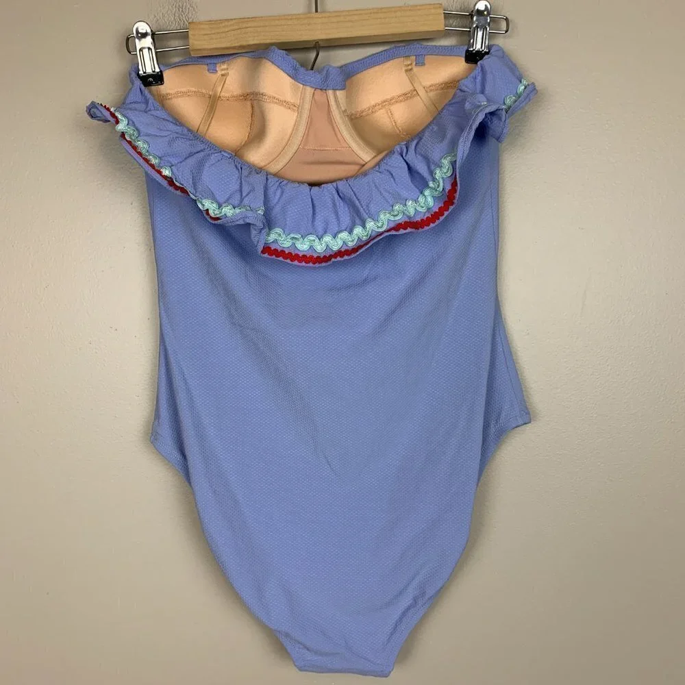 J. Crew Ruffle Underwire One-Piece Swimsuit in Pique Nylon with Rick Rack Trim